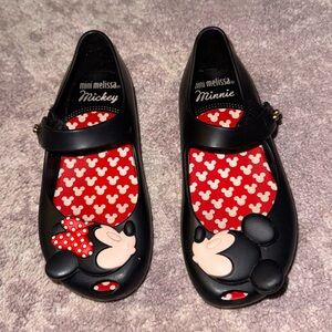 Mini Melissa Black Kids Mary Jane Shoes with Red Mickey & Minnie Insole